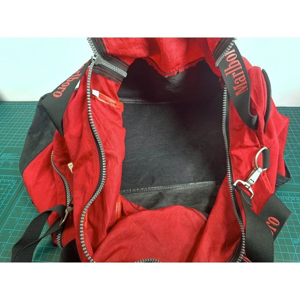 Vintage Marlboro Unlimited Duffel Bag Red Black Travel Gym Gear 90s Retro